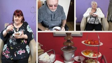 Radcliffe care home Residents indulge in chocolate fountain